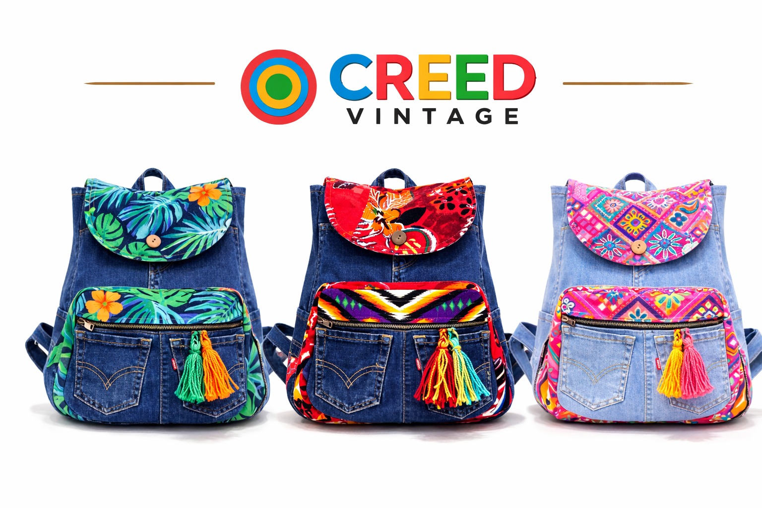 CR1395 Upcycled Denim Backpack