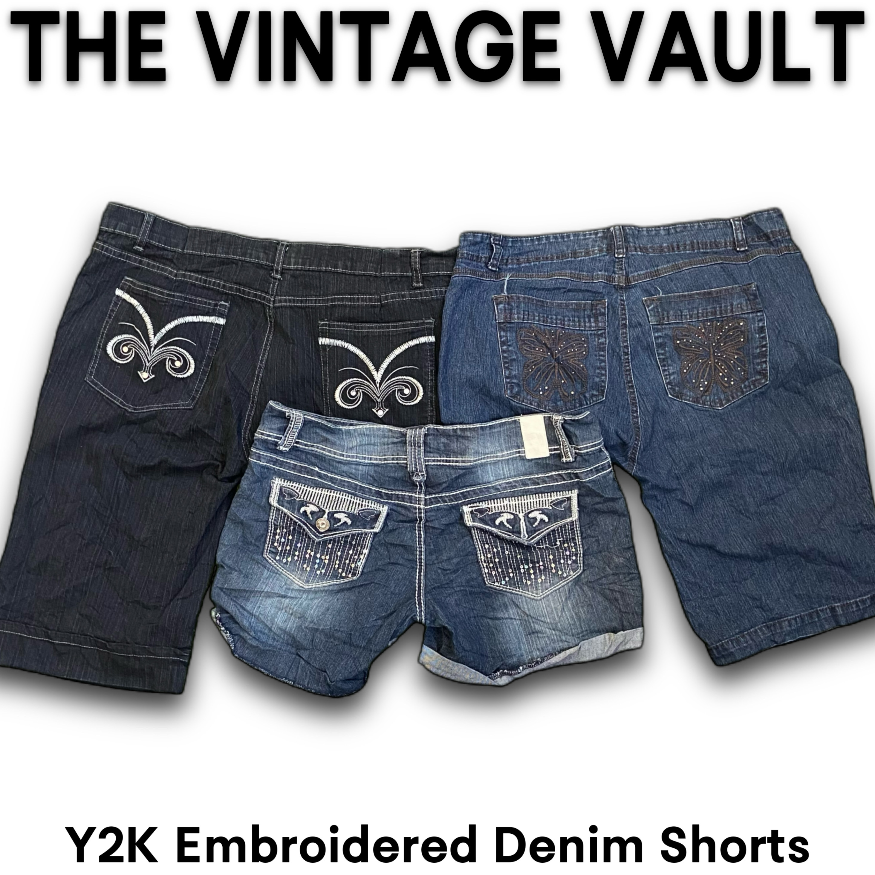 Y2K Embroidered Denim Shorts