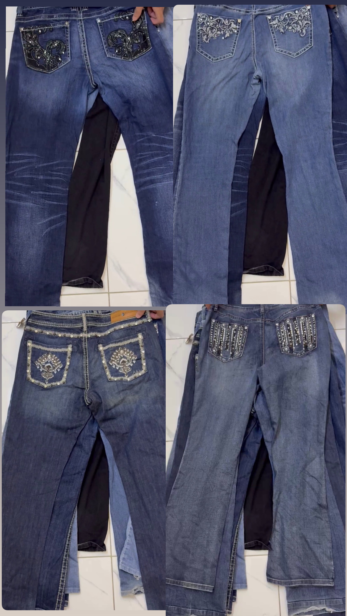 Y2k Embroided & Embellished-Rhinestone bootcut jea..