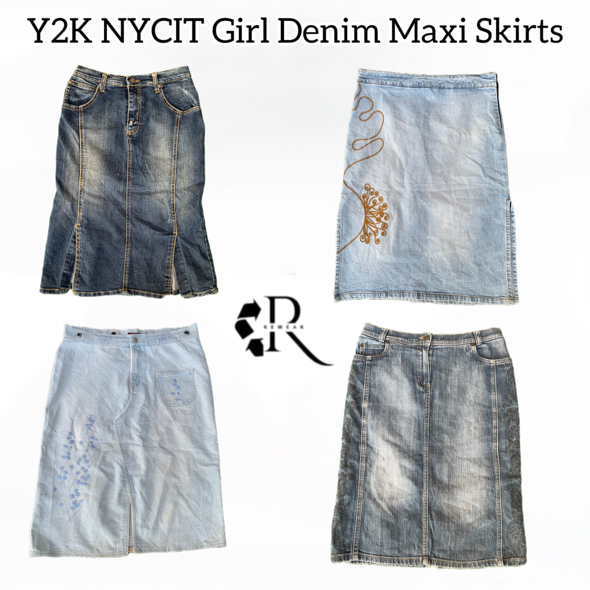 Y2K NYCIT Girl Denim Maxi Skirts Rw-1625