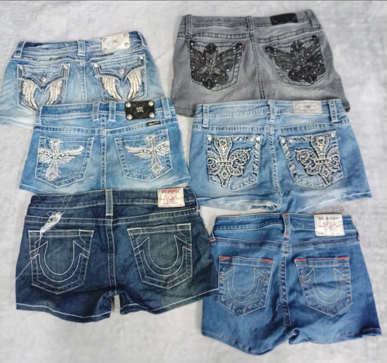 CR6863 Upcycled Miss Me & True Religion Shorts