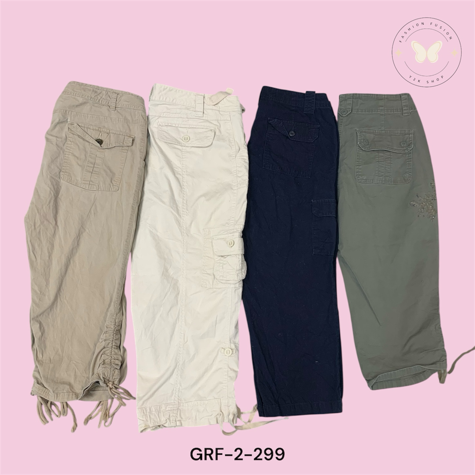 Women’s Cargo Capri Shorts – Multi-Pocket Casual S..