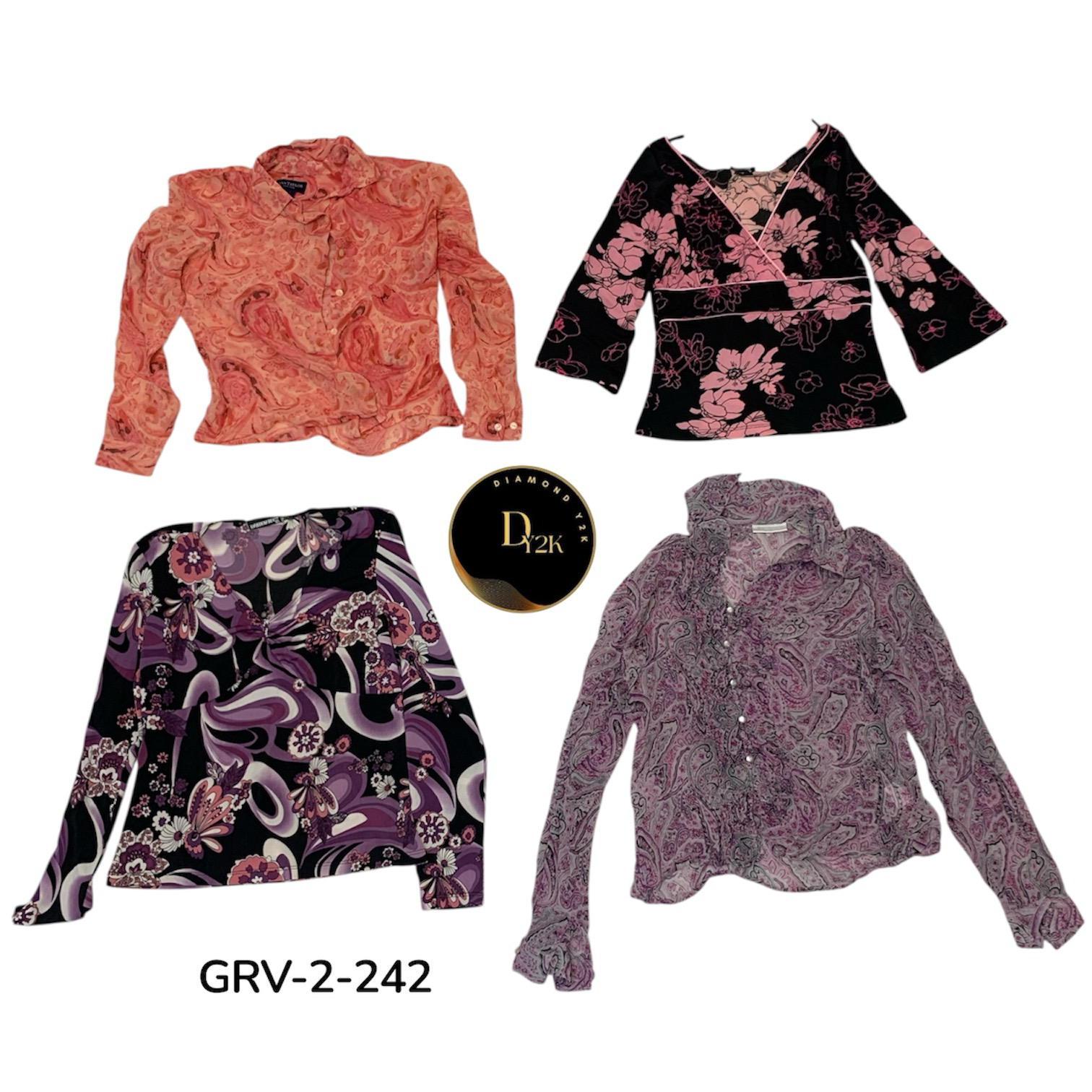 Y2K Printed Long Sleeve Blouse – Vintage Aesthetic..