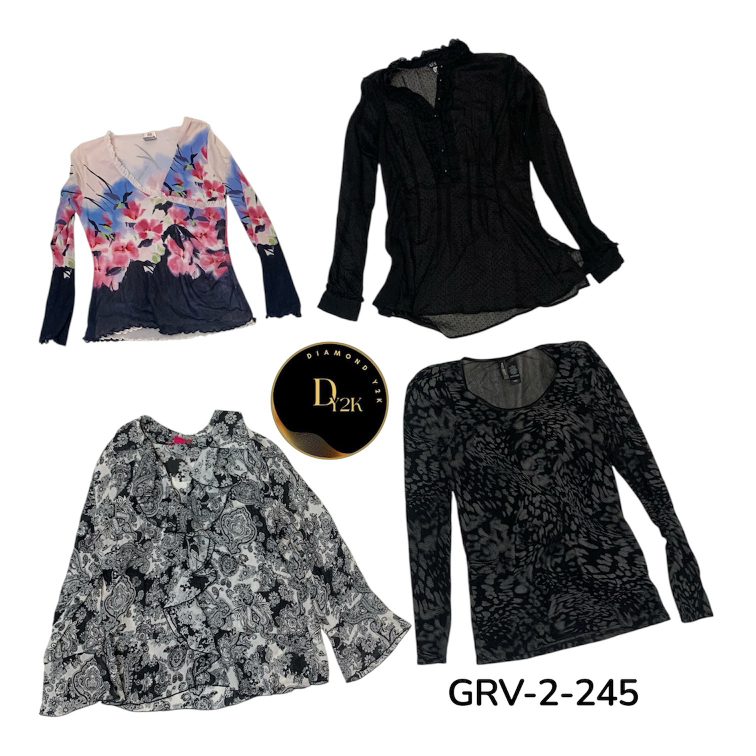 Y2K Printed Long Sleeve Blouse – Vintage Aesthetic..