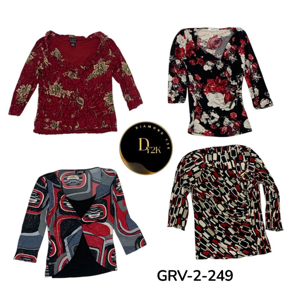 Y2K Printed Long Sleeve Blouse – Vintage Aesthetic..