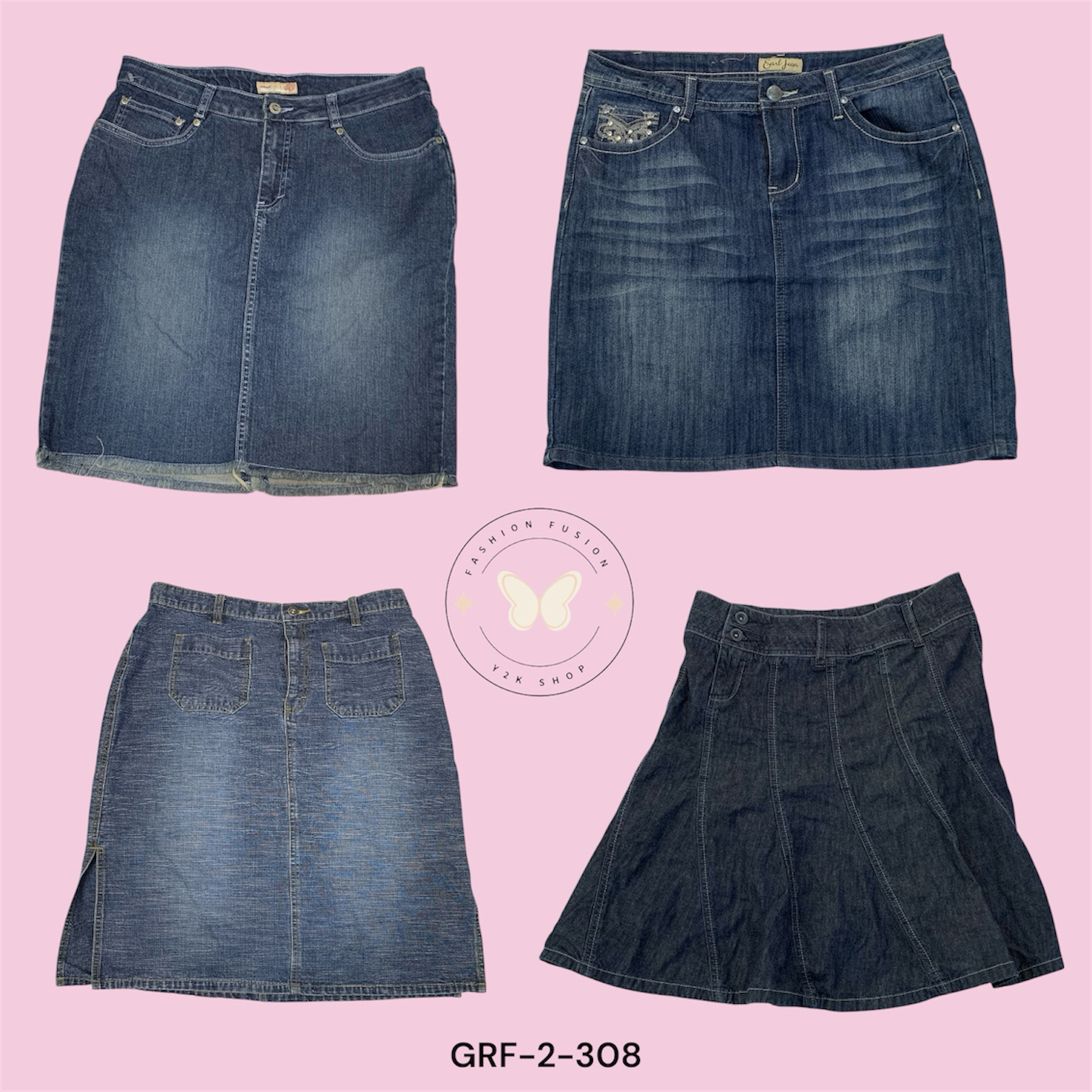 A-Line Denim Maxi Skirt with Button Front (GRF-2-3..