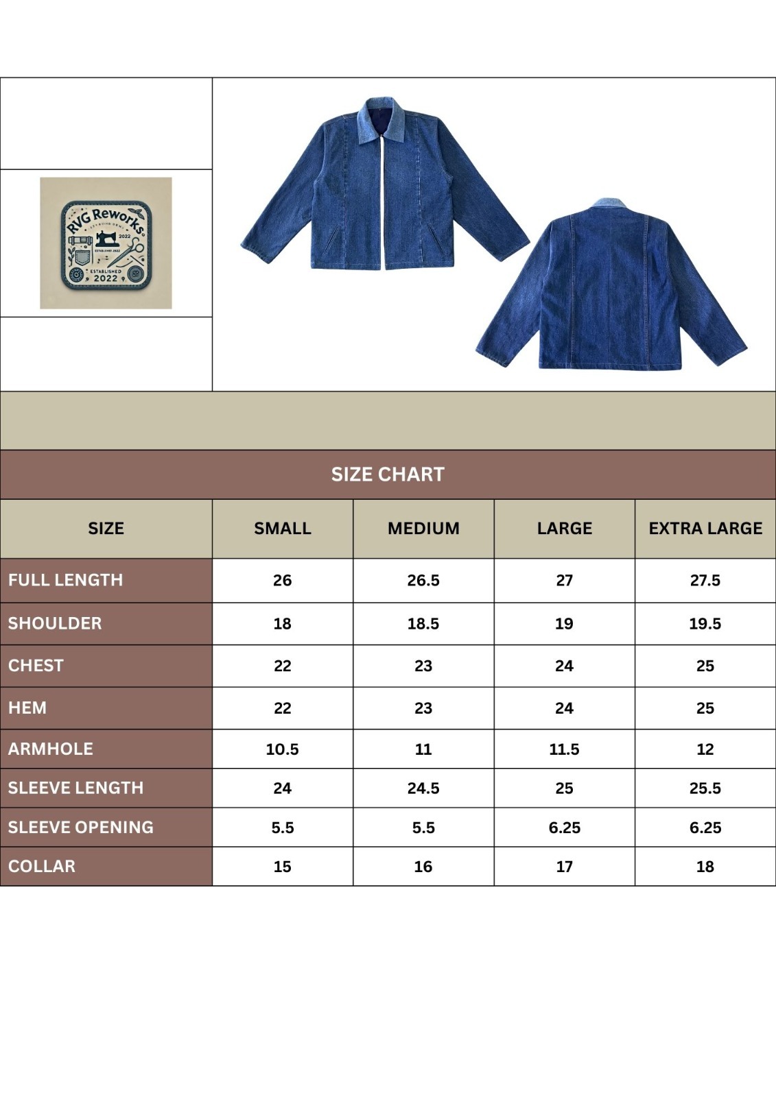 Upcycled Solid Denim Zip Jacket