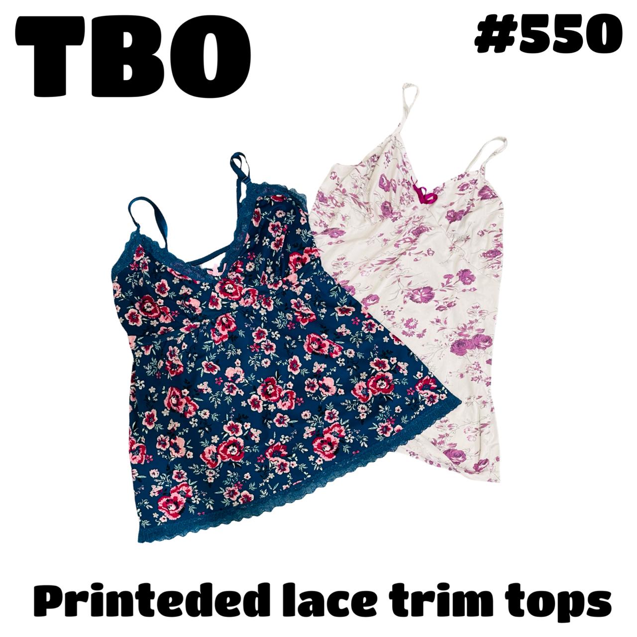 Printed lace trim tops #550