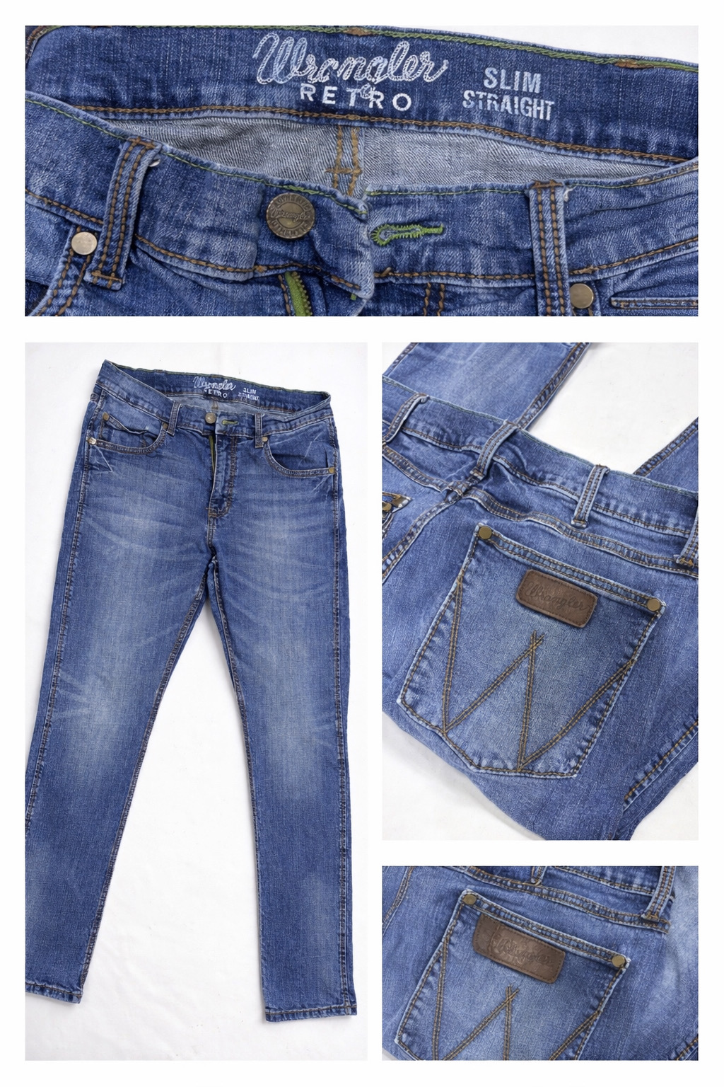 Wrangler Retro Slim Straight Blue Denim Jeans
