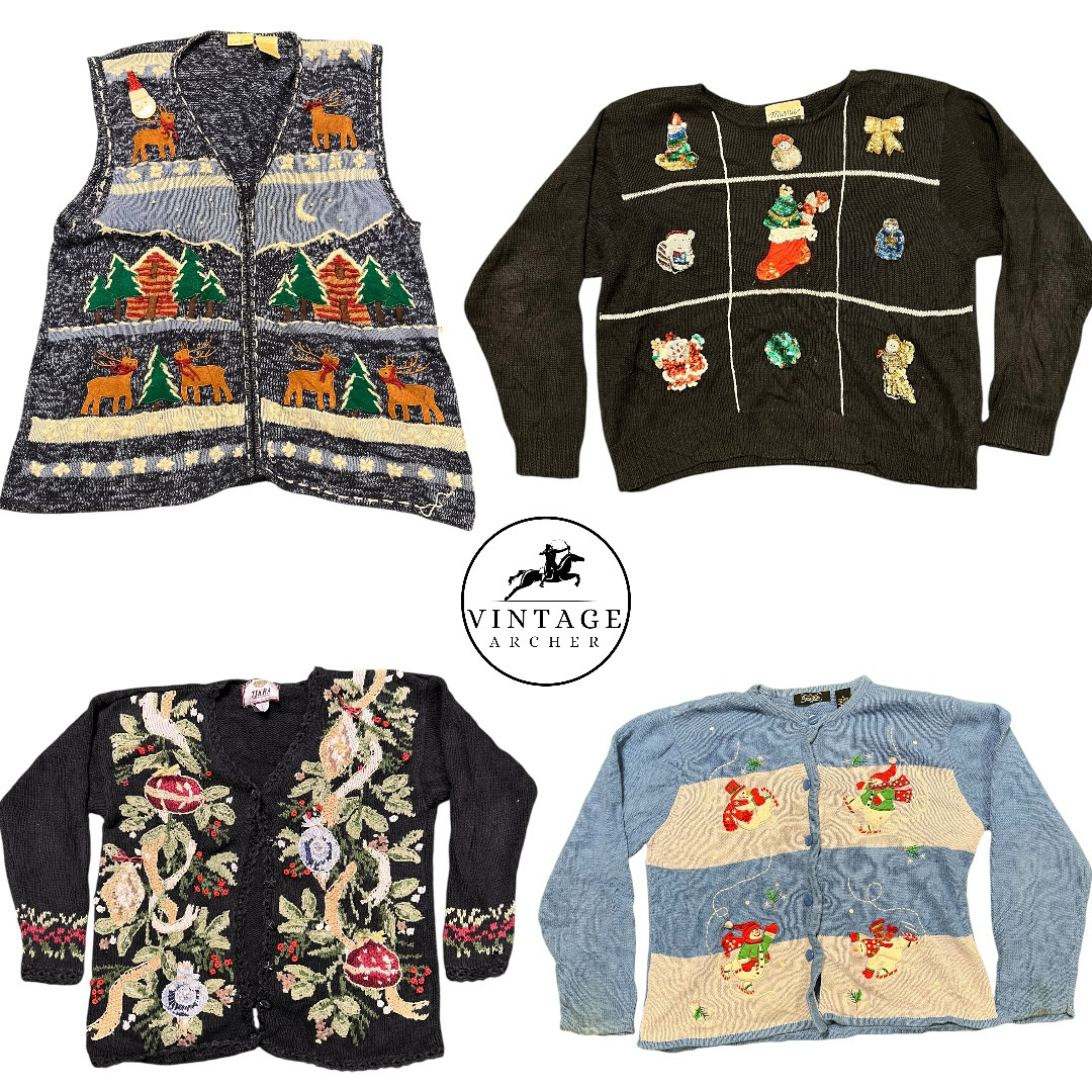 Vintage Christmas Floral Jumpers & Cardigans: 10 P..