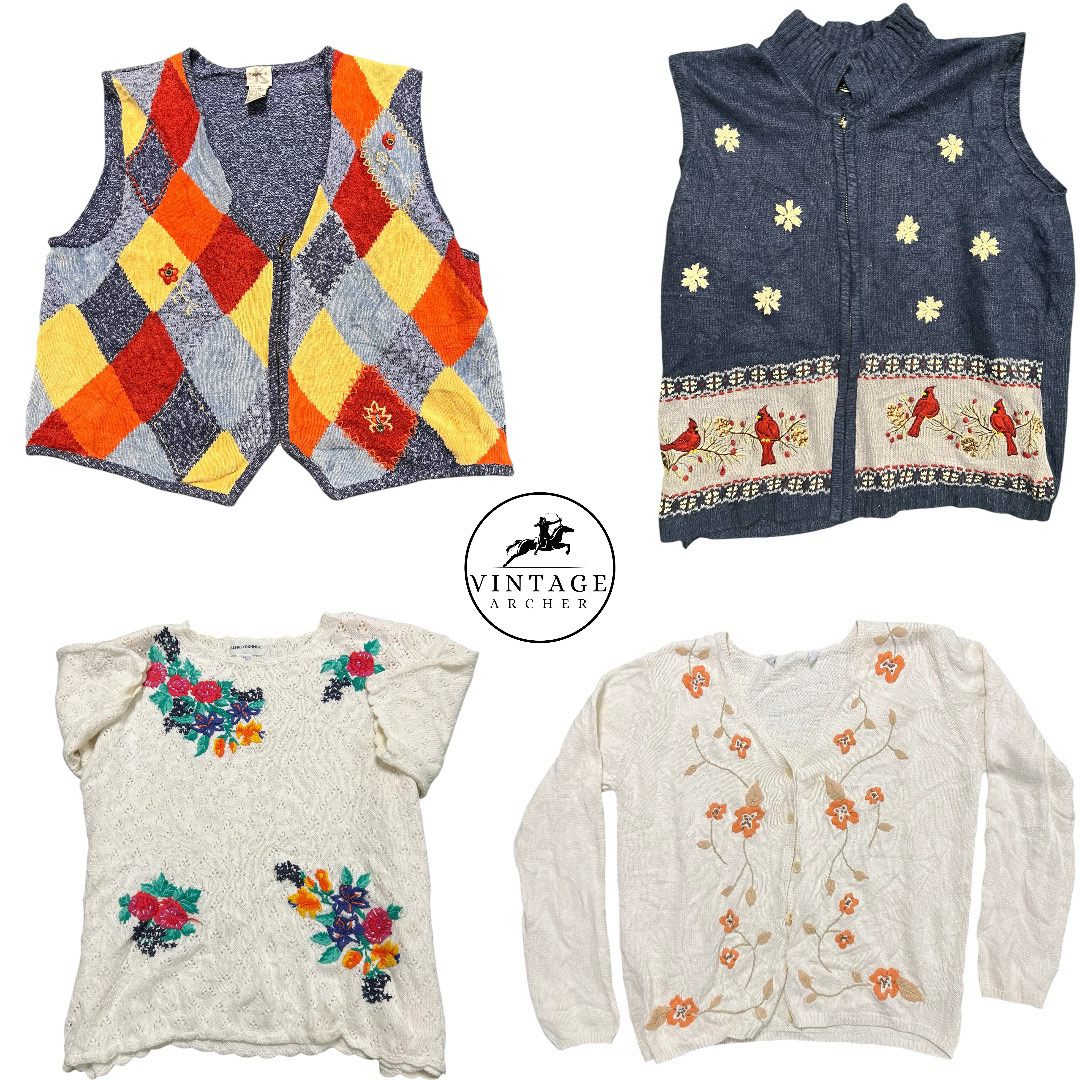 Vintage Birds and Flowers Embroidered Jumpers: 10 ..