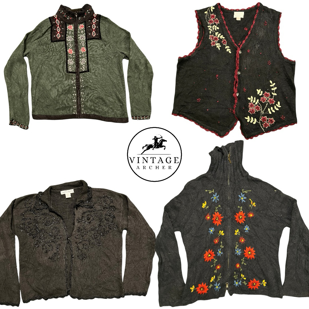 Vintage Flower and Embroidered Jumpers: 10pcs (S-1..