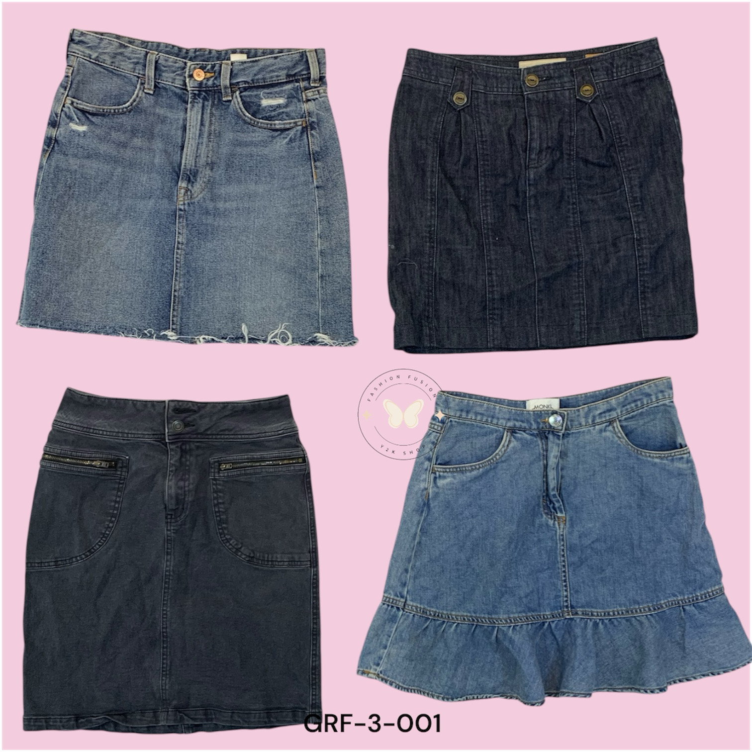 Women’s Classic High-Waist Denim Midi Skirt (GRF-3..