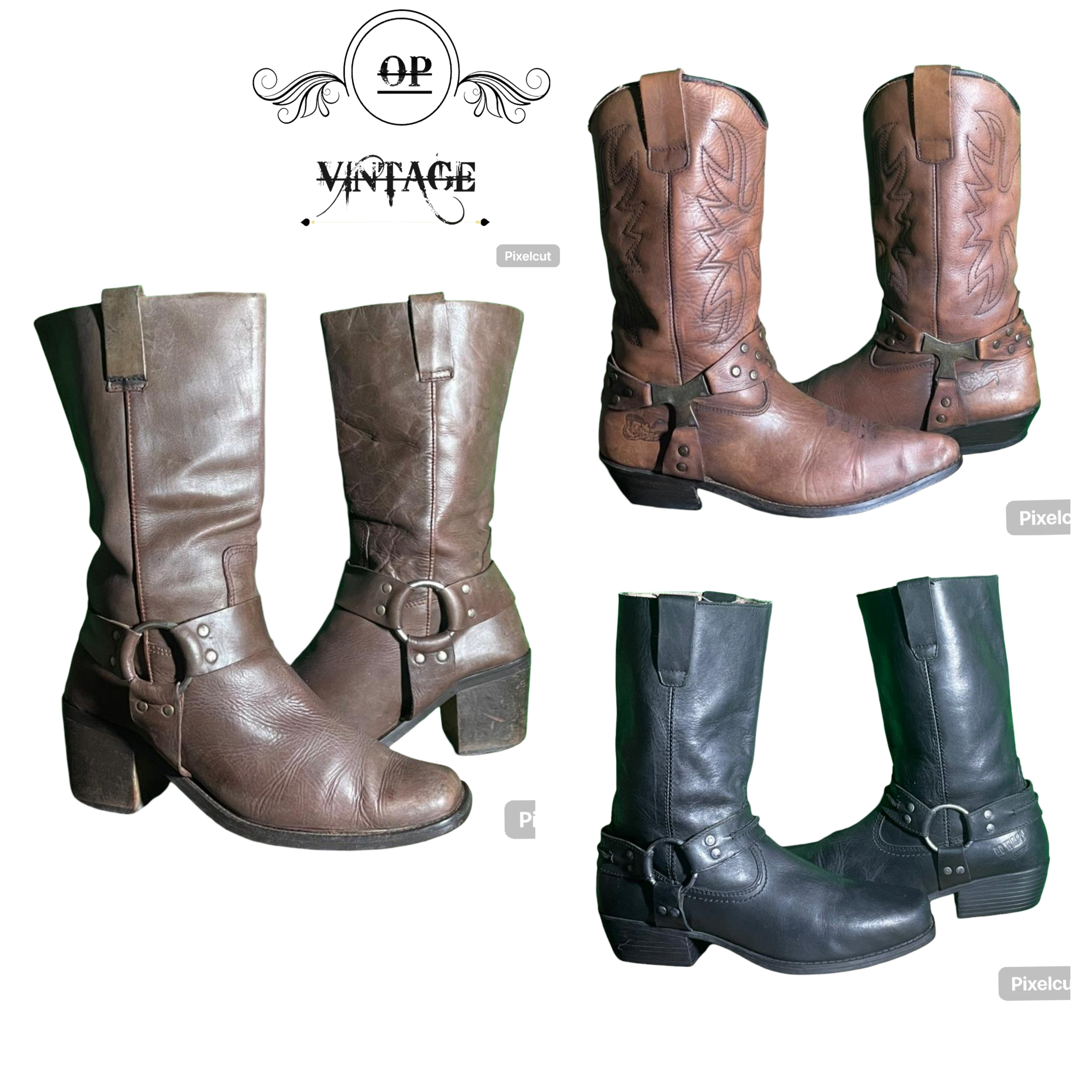 Op vintage 177 Buckle Style Biker Boots