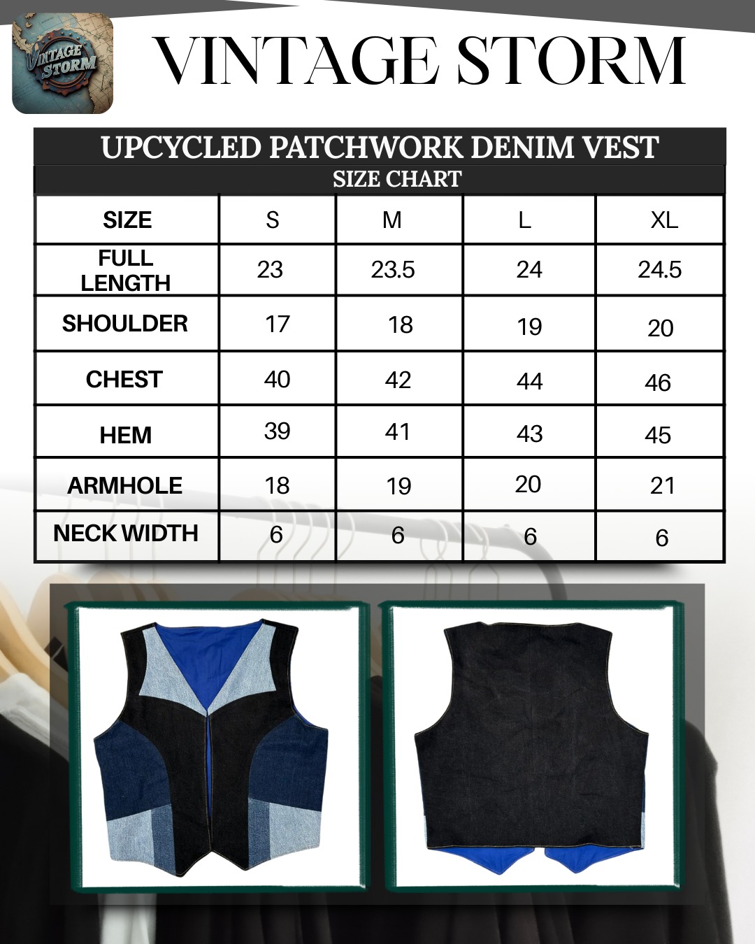 Upcycled Denim Patchwork Vests