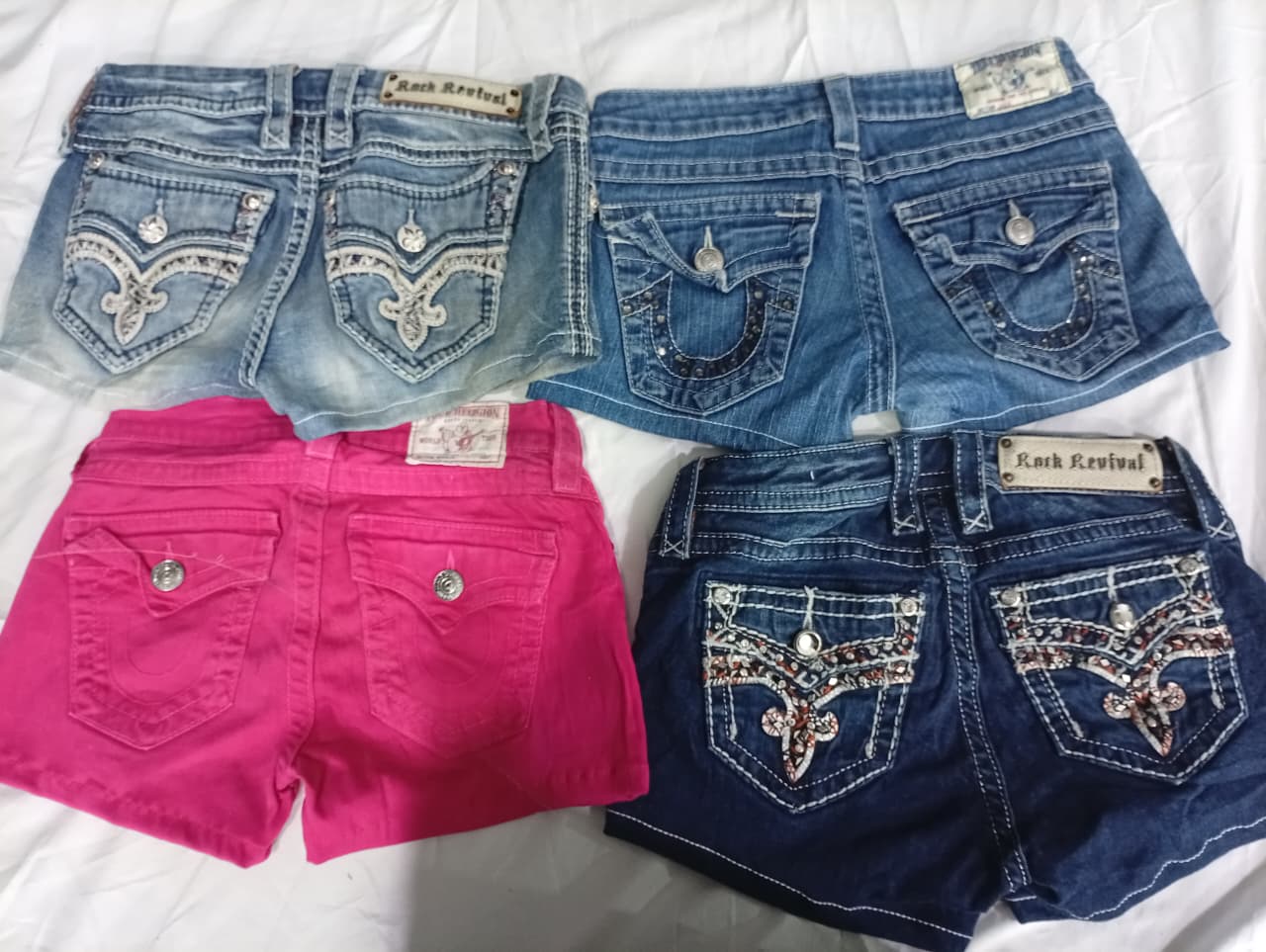 CR6907 Upcycled True Religion & Rock Revival Short..