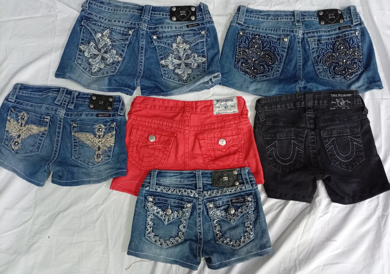 CR6908 Upcycled Miss Me & True Religion Shorts