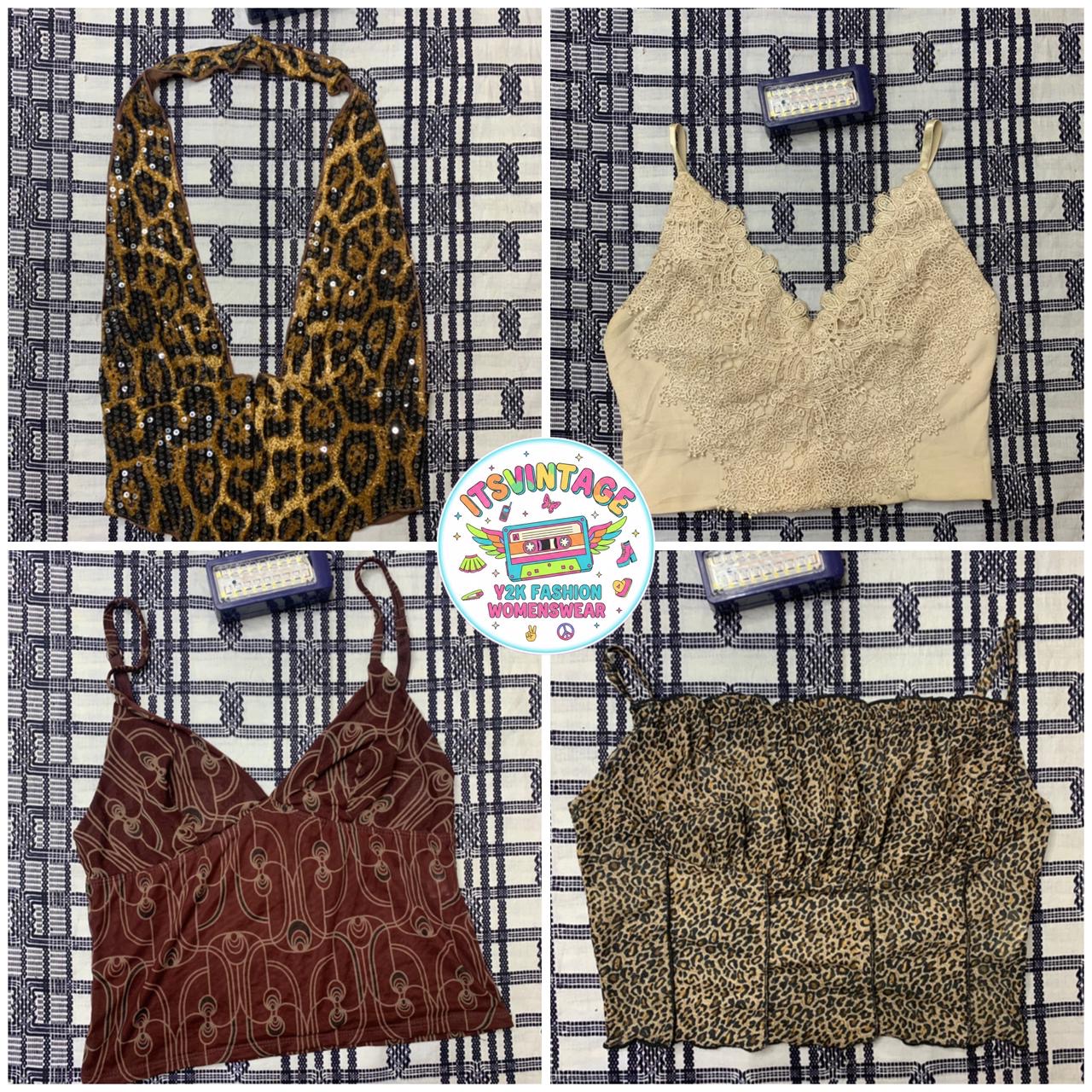 Vintage Y2K Statement Tops Bundle – 11pcs Leopard ..
