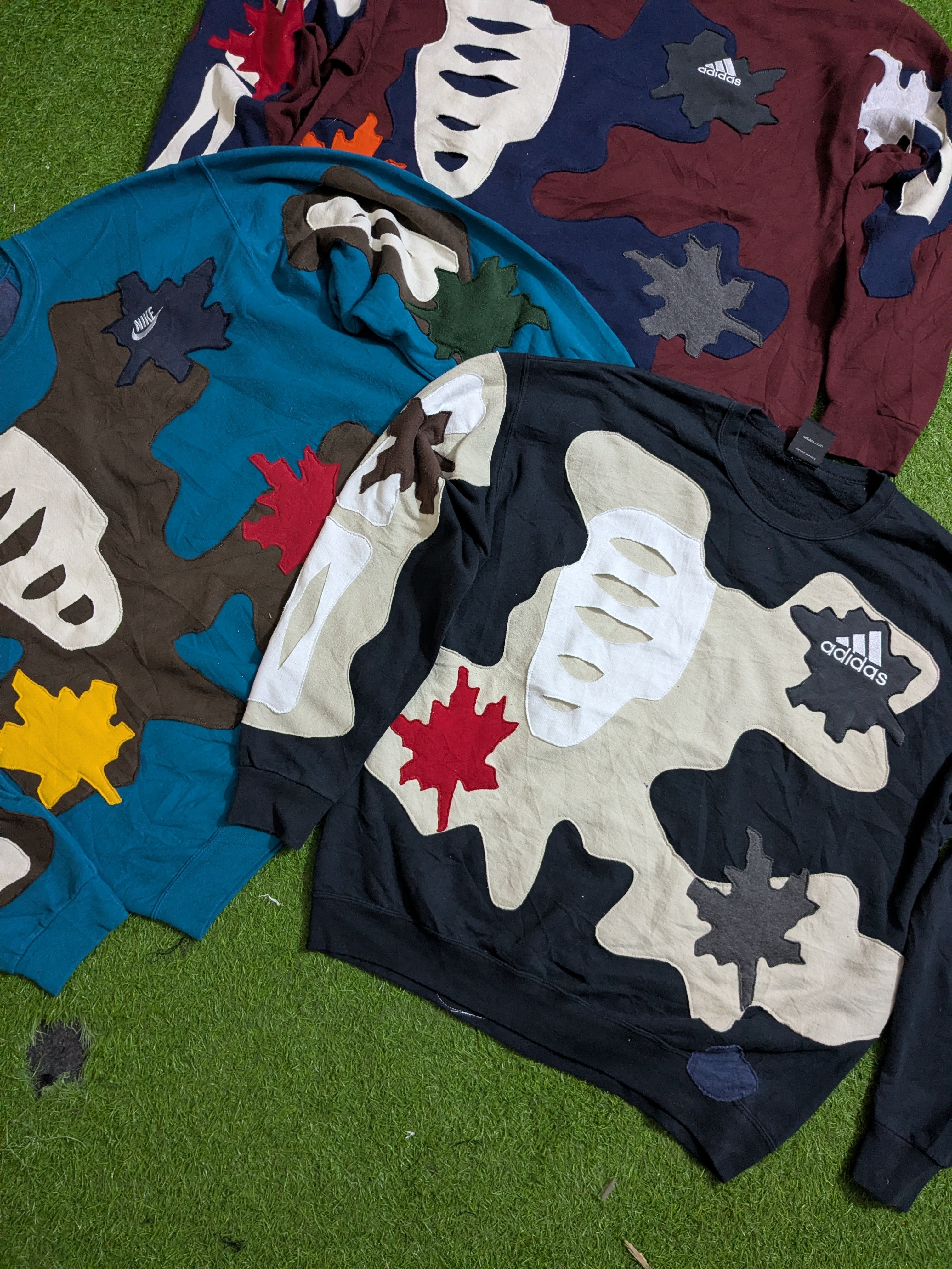 Felpa patchwork upcycle Nike & Adidas