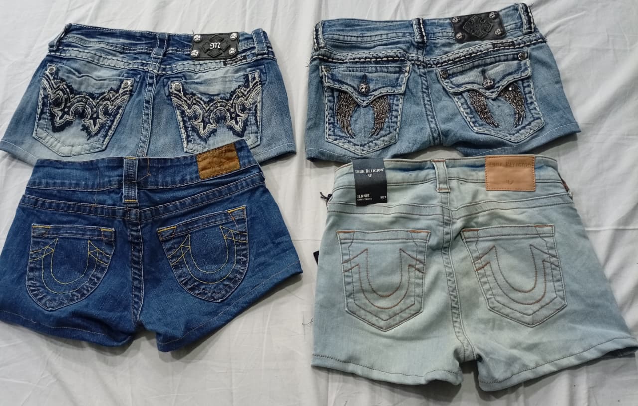 CR6916 Upcycled Miss Me & True Religion Shorts