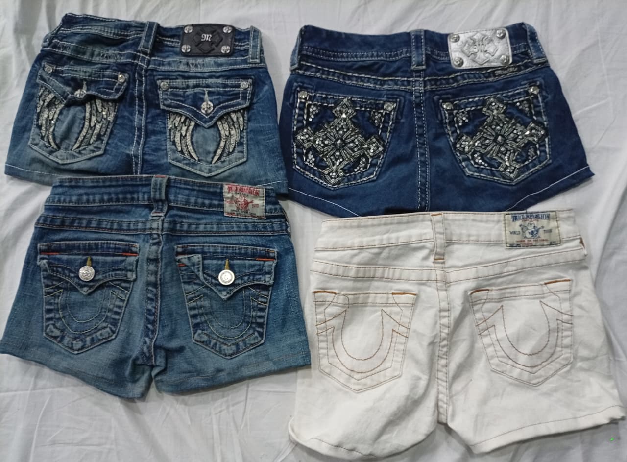 CR6924 Upcycled Miss Me & True Religion Shorts