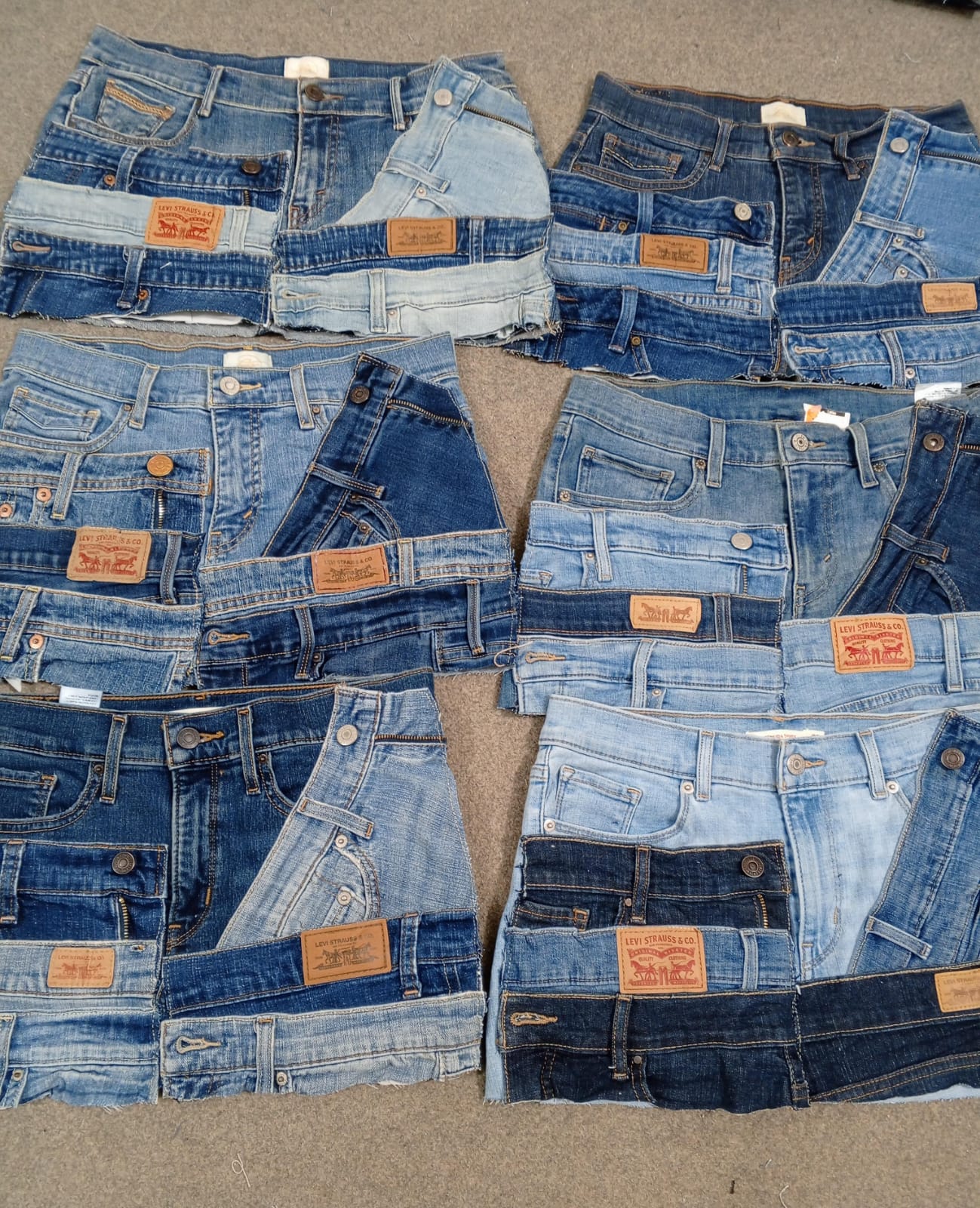 HD1378 Ladies Upcycled Levi's Belted Skirts