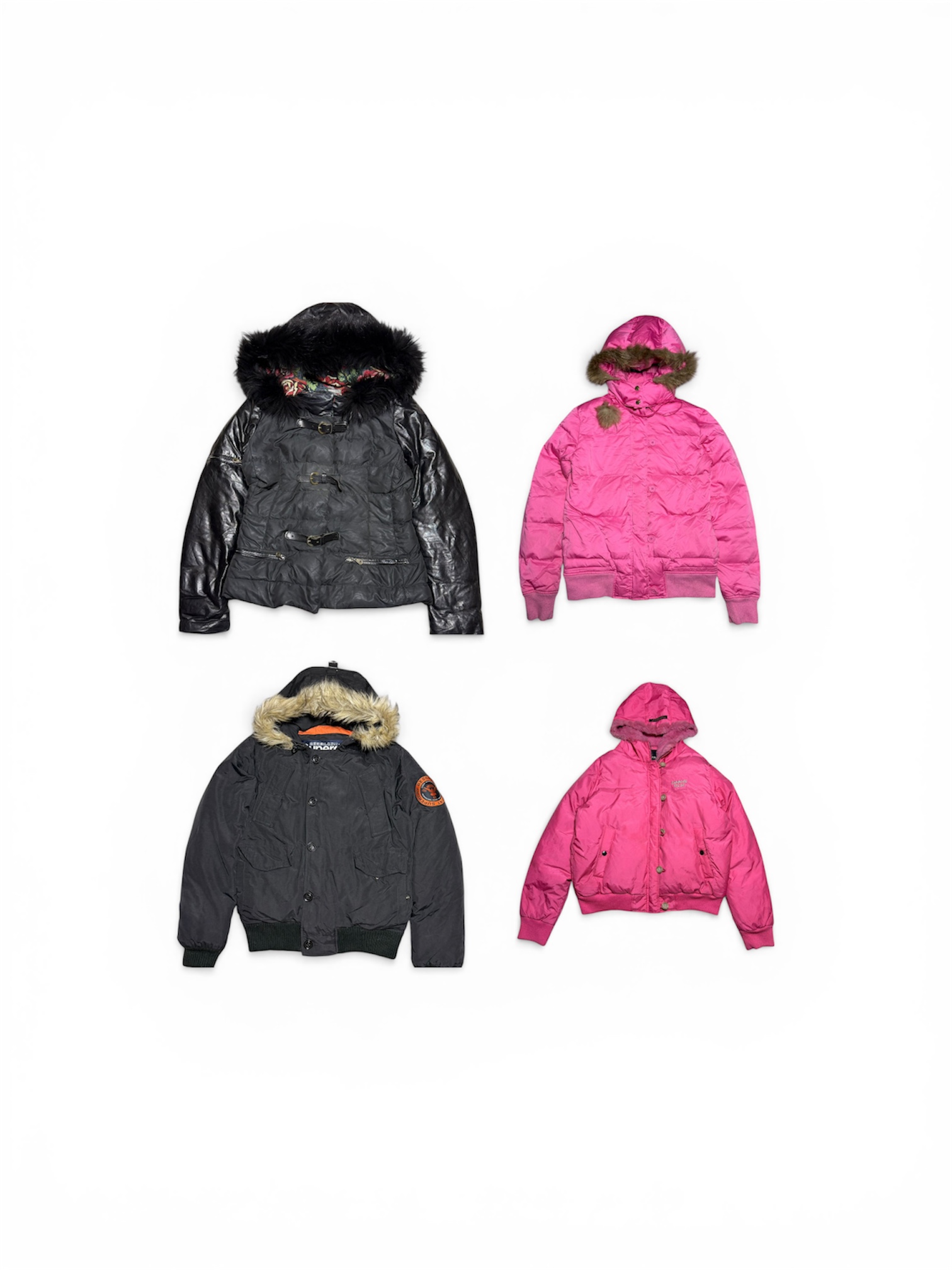 Fur Trim Unisex Puffers Jackets