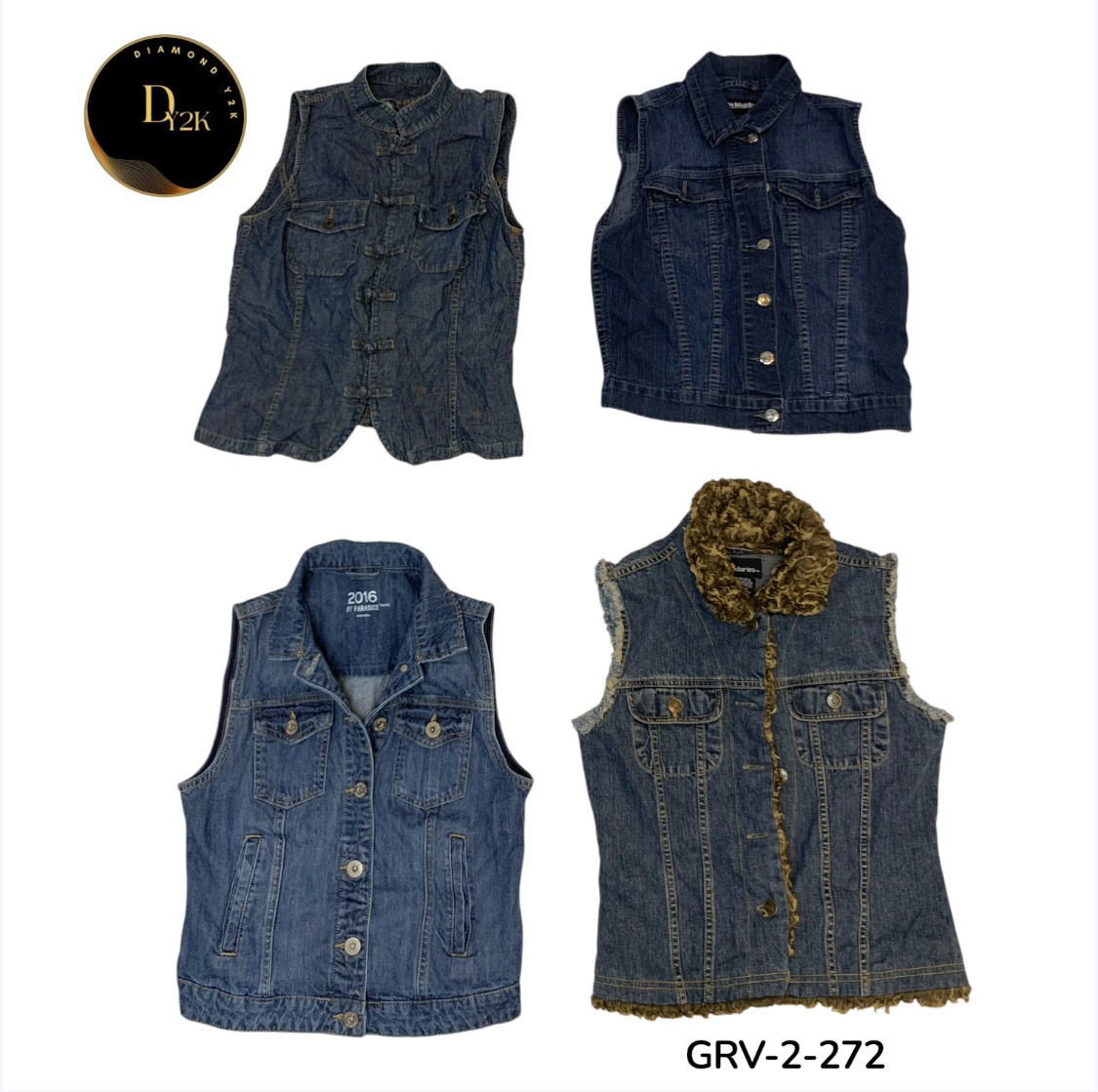 Y2K Vintage Denim Vest – Retro 90s Cropped Jean Wa..