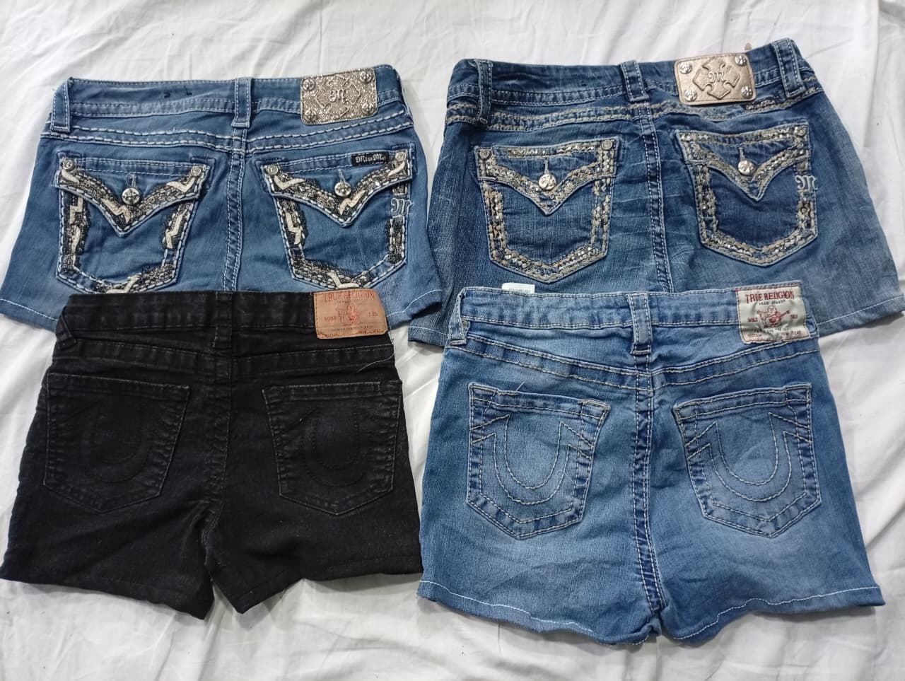 CR6926 Upcycled Miss Me & True Religion Shorts