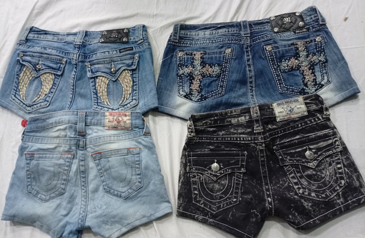 CR6927 Upcycled Miss Me & True Religion Shorts