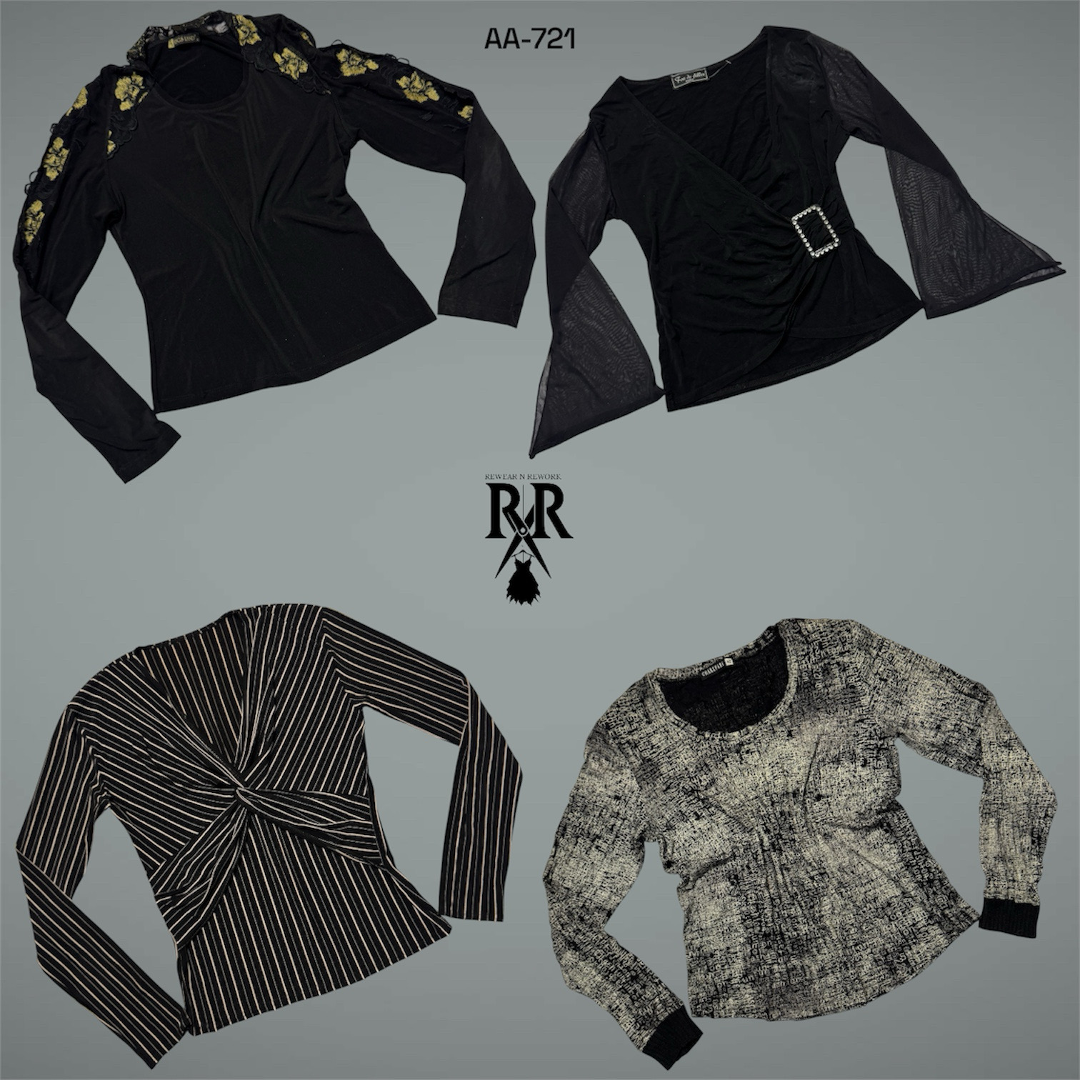 Y2K Midnight Elegance Full Sleeve Tops (AA-721)