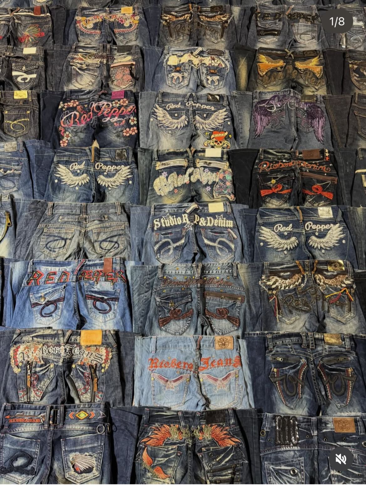 Jeans ricamati giapponesi senza marchio