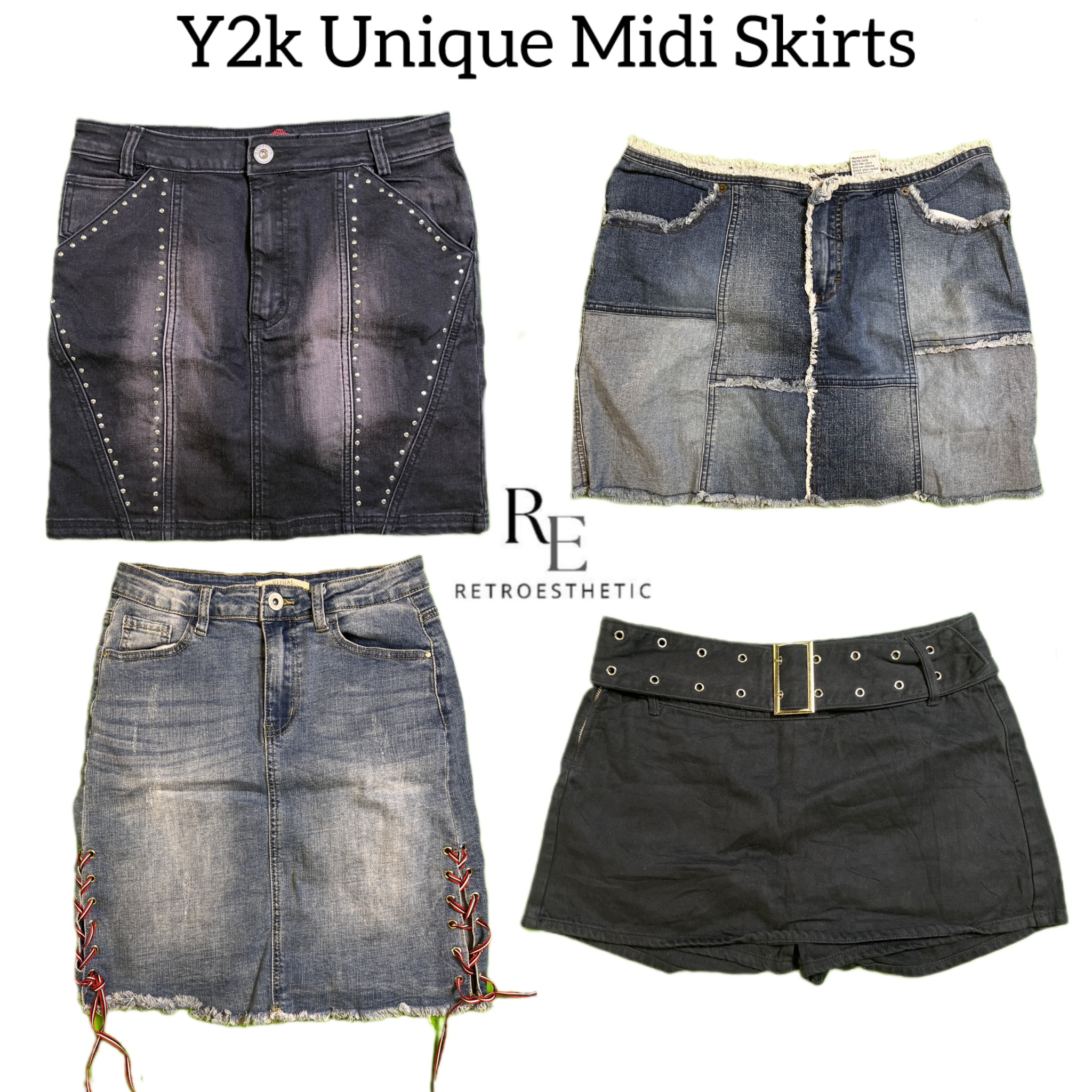 Y2K Unique Denim Mini Skirts RE-2840
