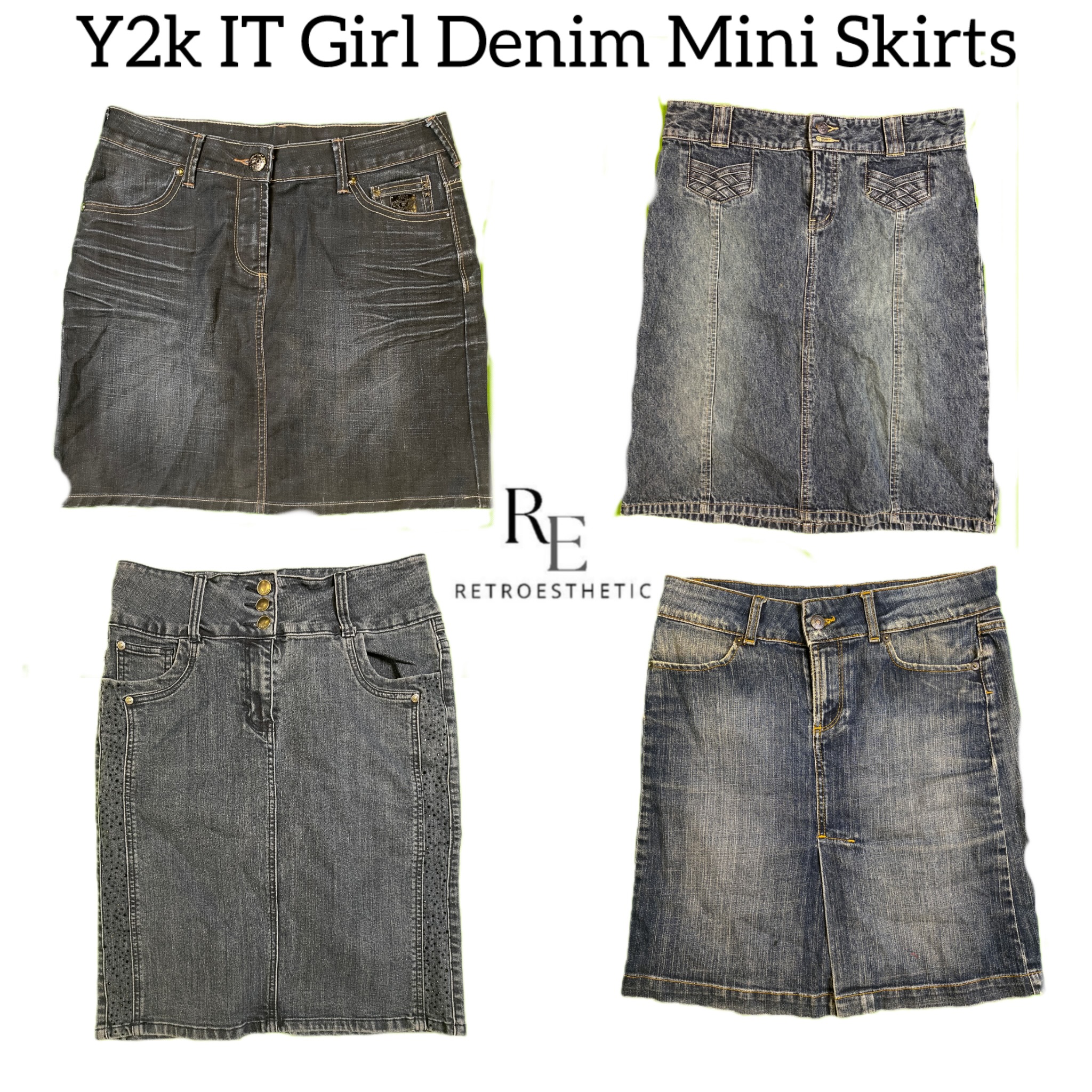 Y2K NYC IT Girl Denim Midi Skirts RE-2842