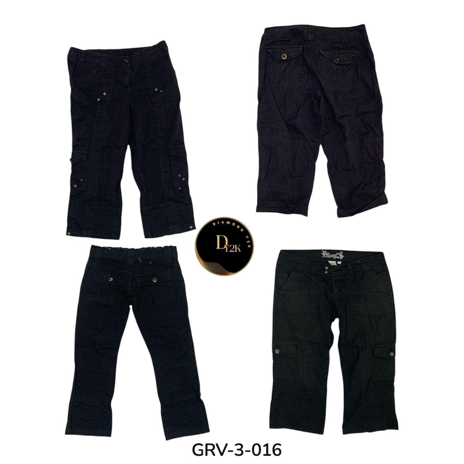 Y2k black cargo capri (GRV-3-016)