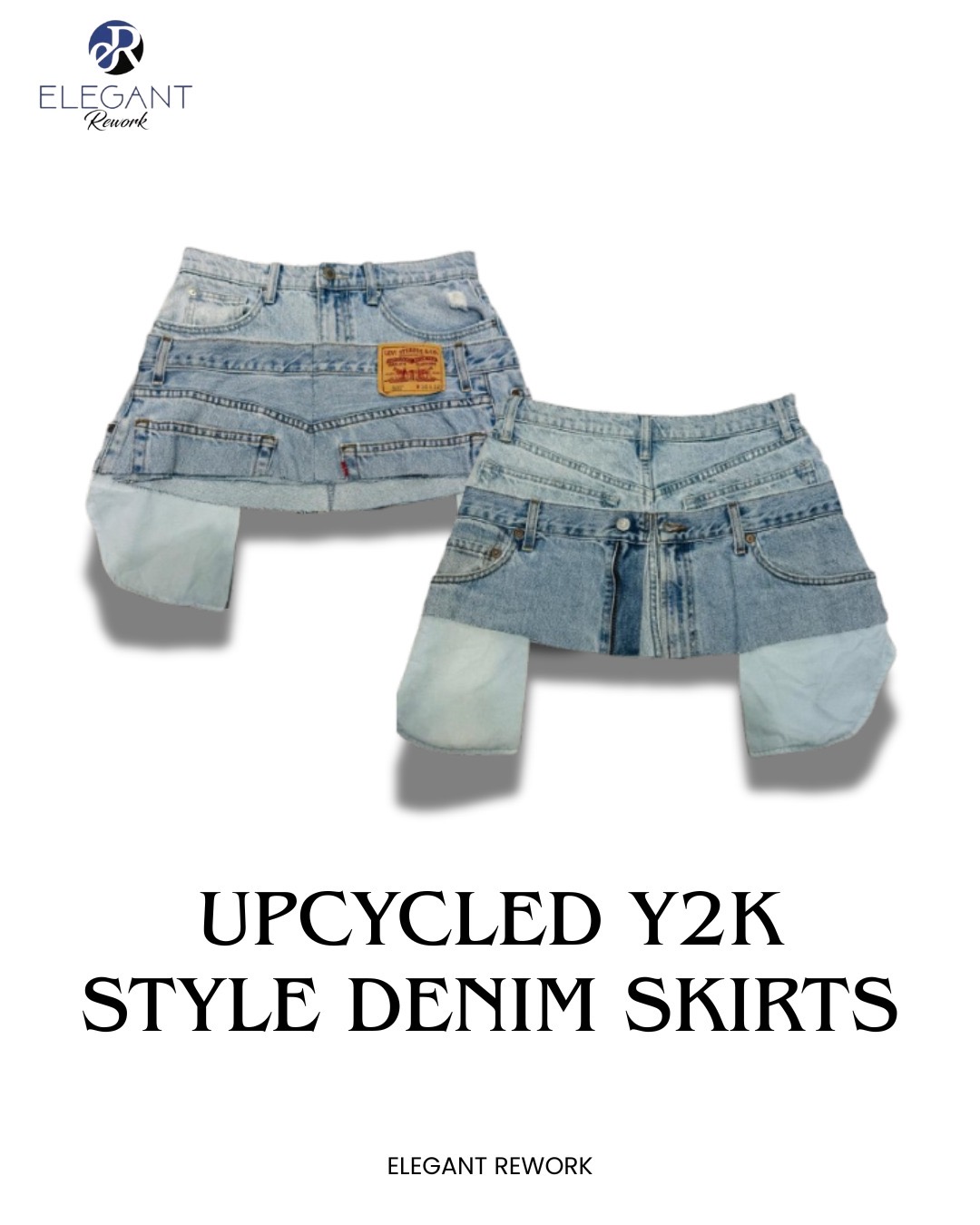 UPCYCLED Y2K Style Denim Skirts - EVR0173