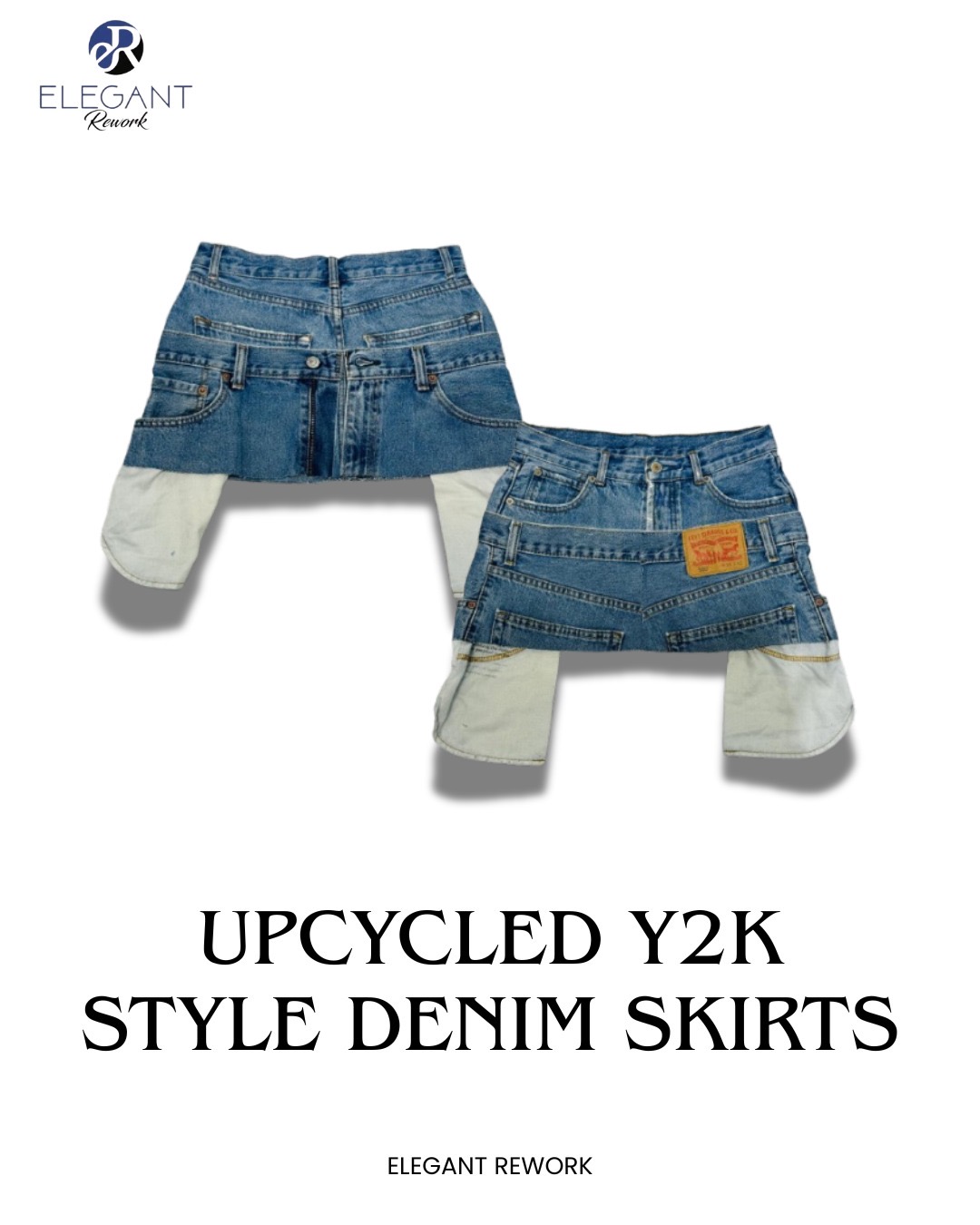 UPCYCLED Y2K Style Denim Skirts - EVR0176