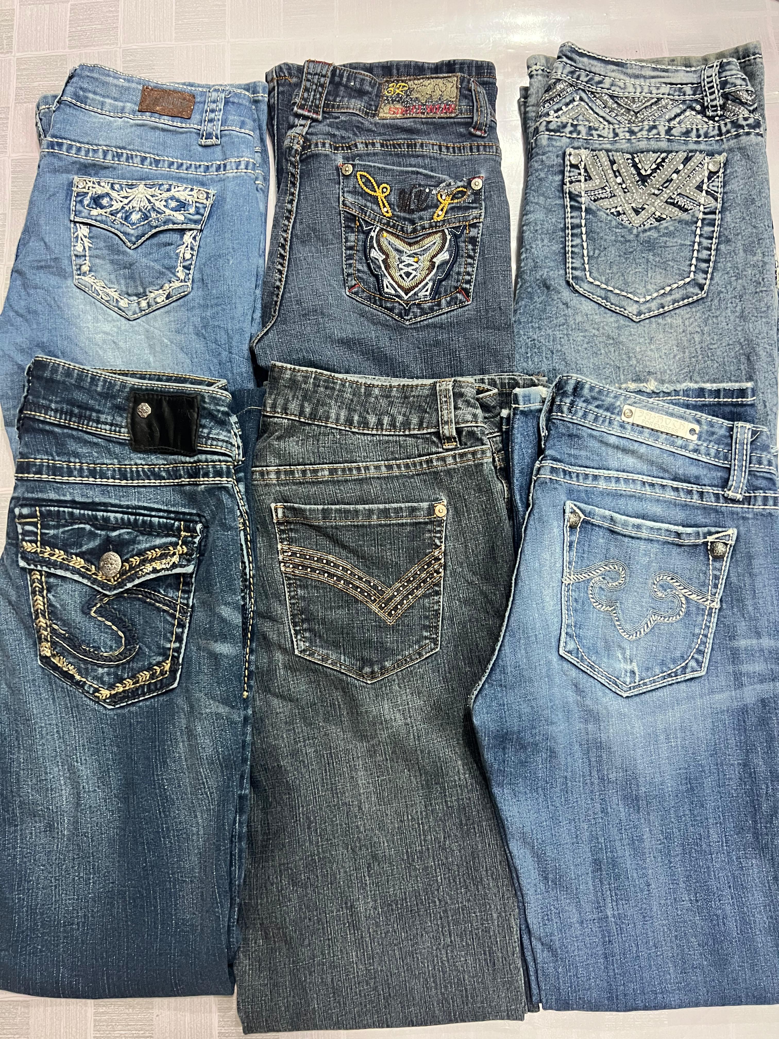 R448 Ladies Y2k Embellished & Embroidered Flared j..