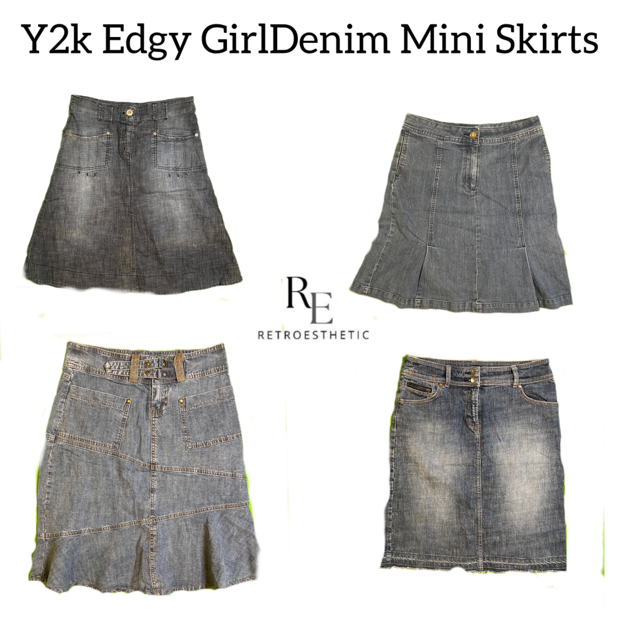 Y2K Edgy Girl Denim Mini Skirts RE-2843