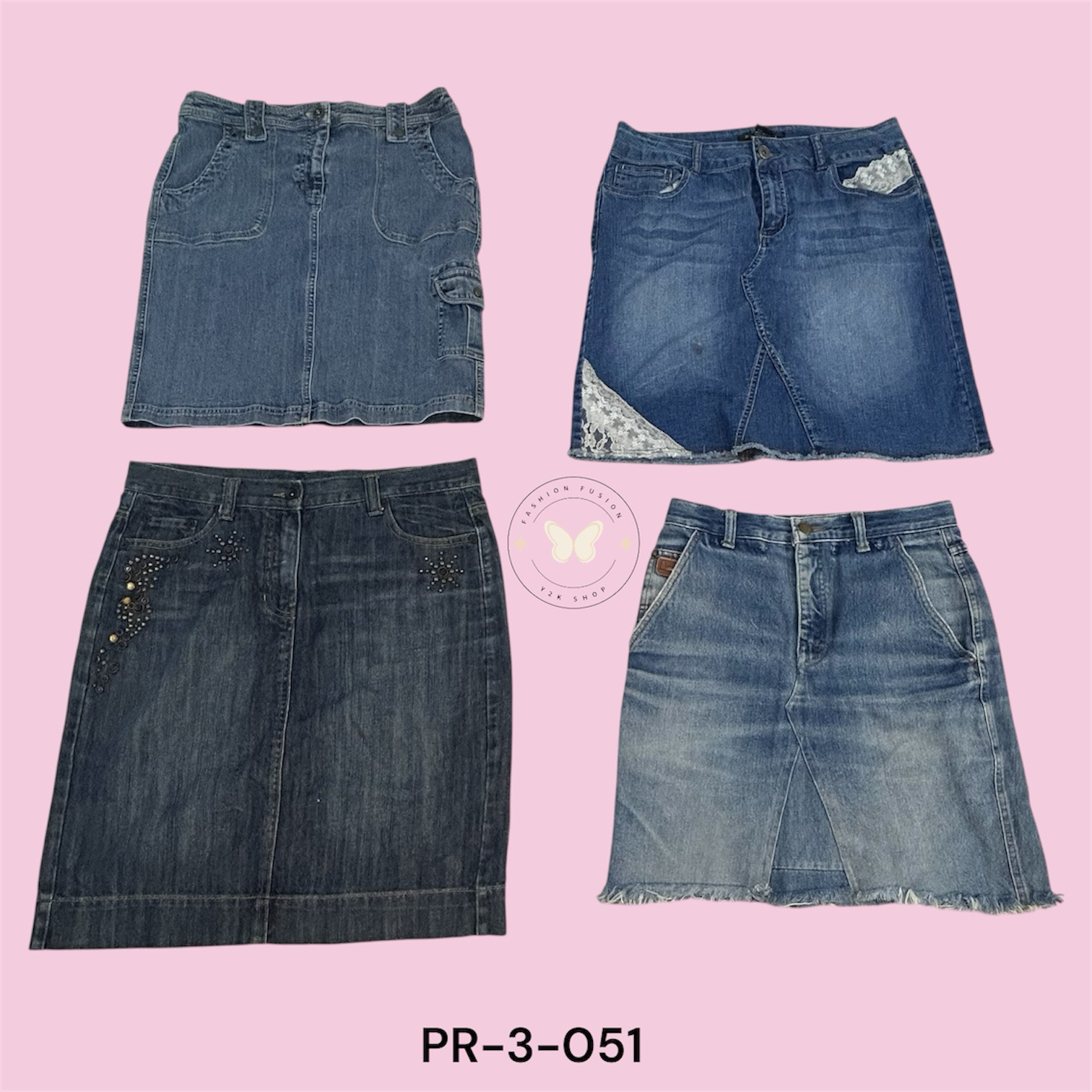 Women’s High Waist Denim Midi Skirt – Front Slit T..