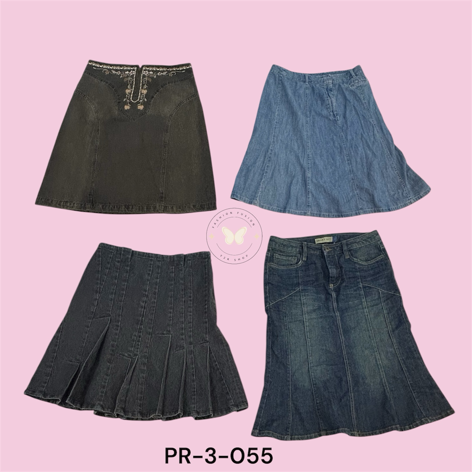 Women’s Stretch Denim Midi Skirt – Comfortable Mid..