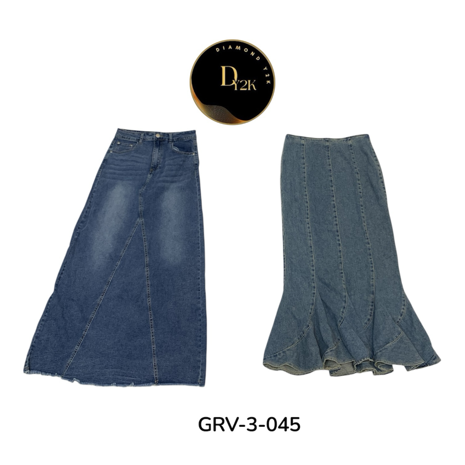 Y2K Denim Long Skirt – Vintage 2000s Aesthetic (GR..