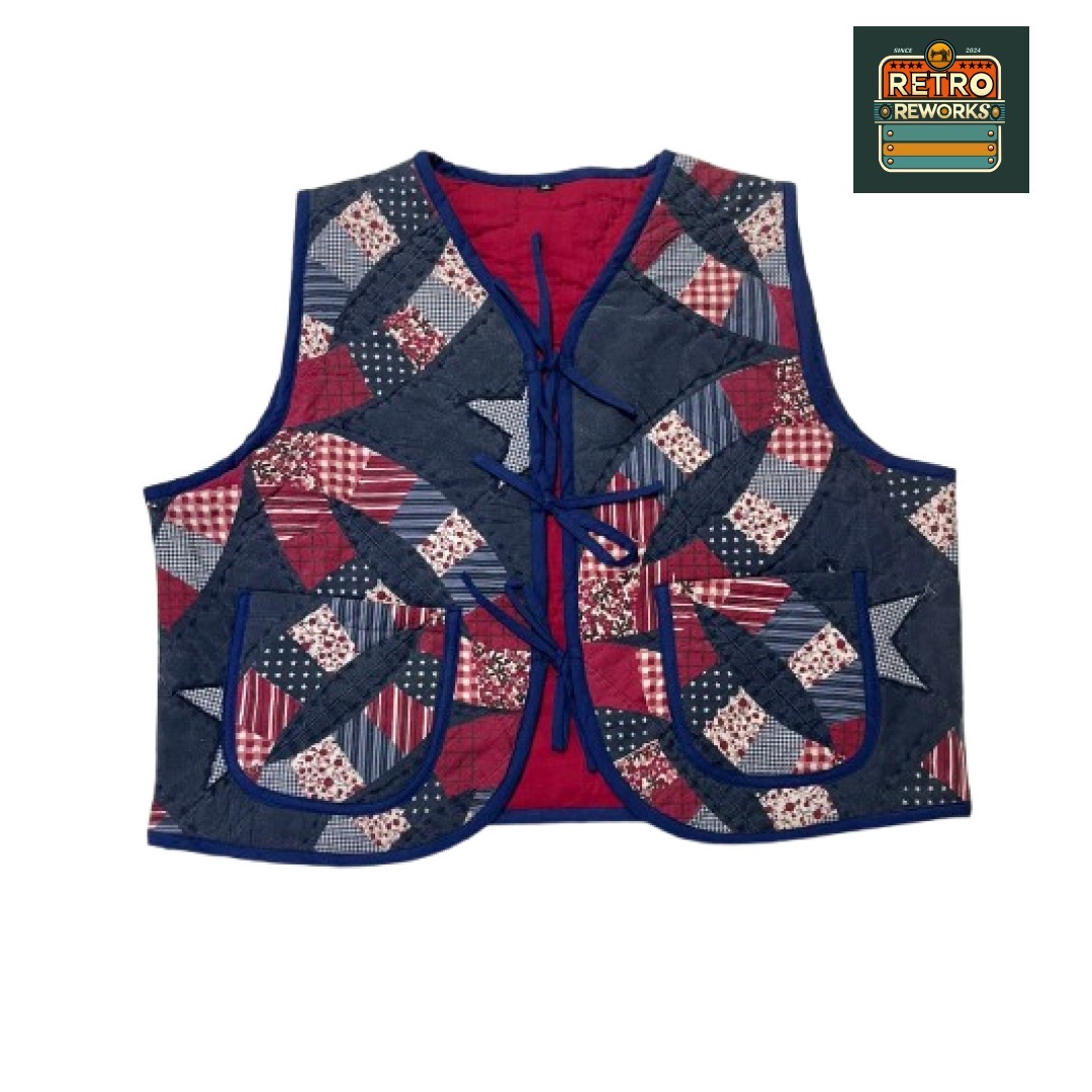 Upcycled Front Tie Quilted Gilet