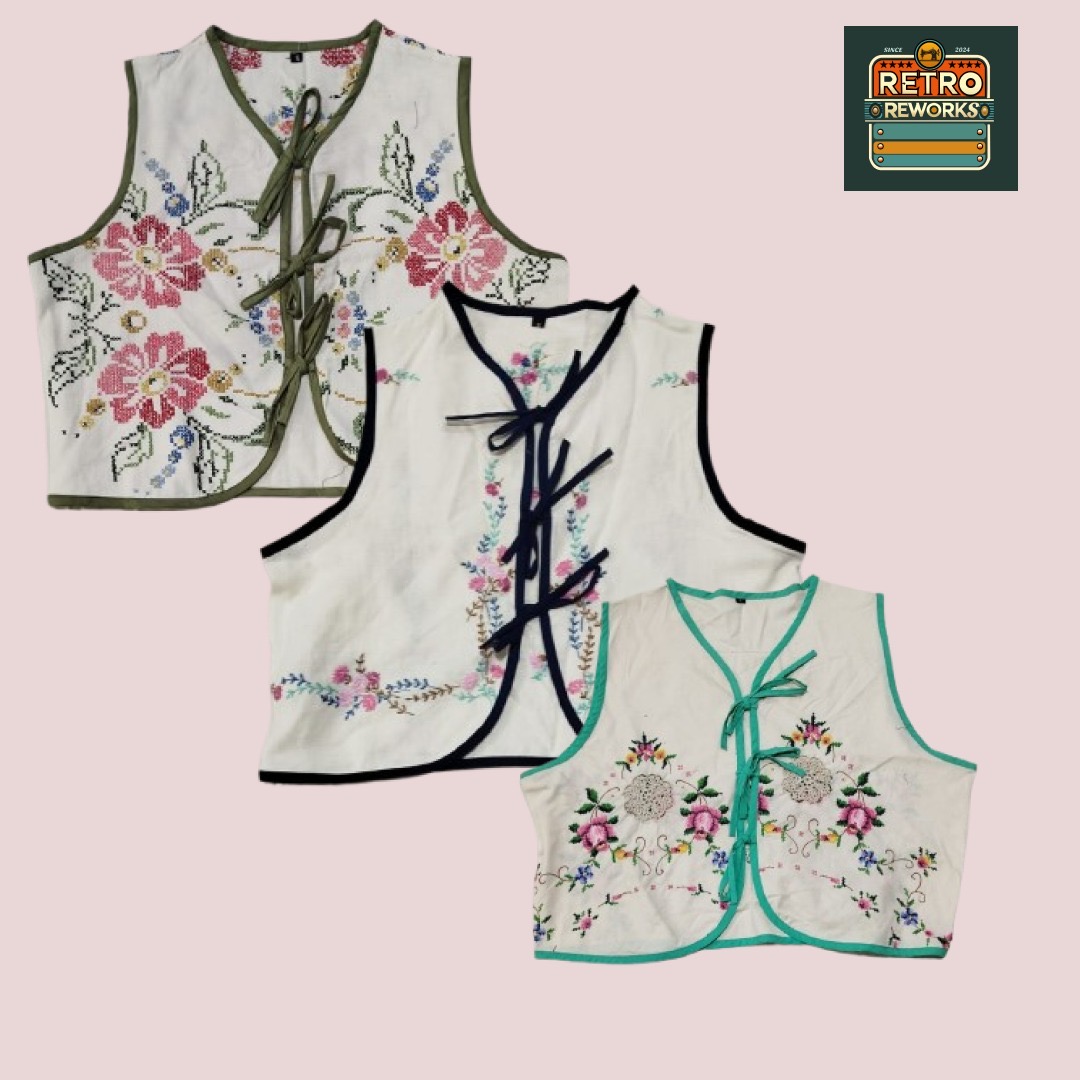 Upcycled Front Tie Linen Tops