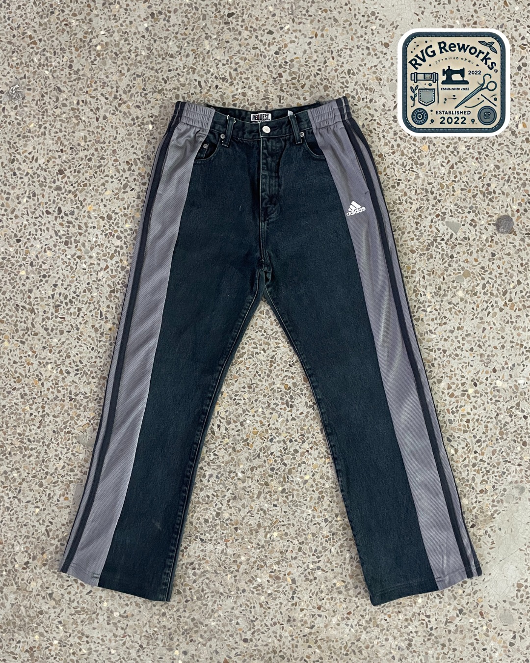 Upcycled Adidas Panel Denim Pants