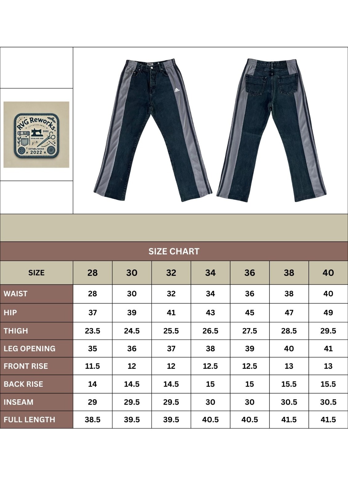 Upcycled Adidas Panel Denim Pants