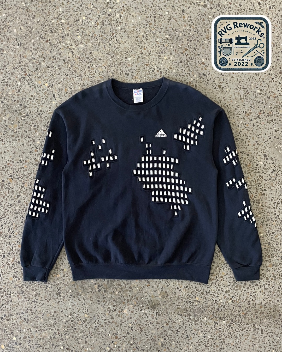 Upcycled Grid Patch Adidas is Sweatshirt