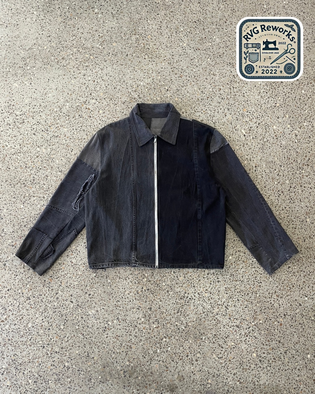 Upcycled Denim Patchwork Zip Jacket