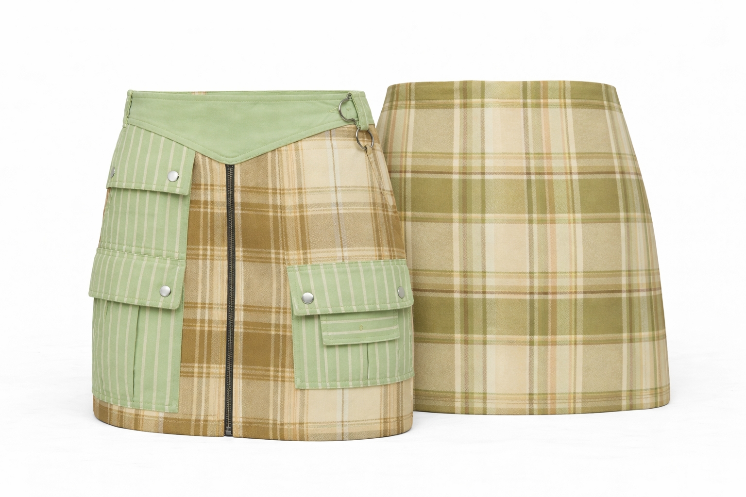 CR1399 Upcycled Patchwork Mini Skirt