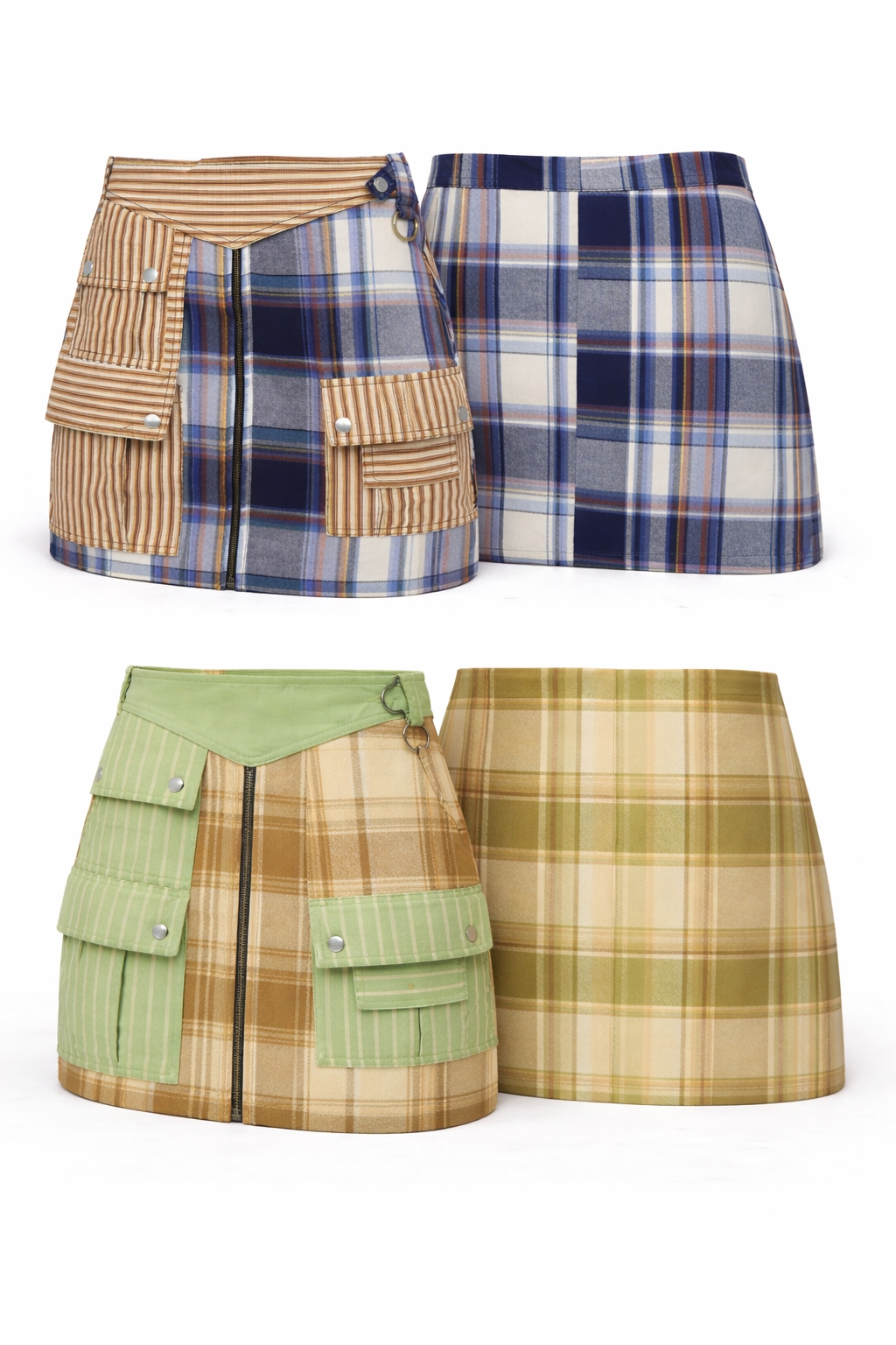 CR1399 Upcycled Patchwork Mini Skirt